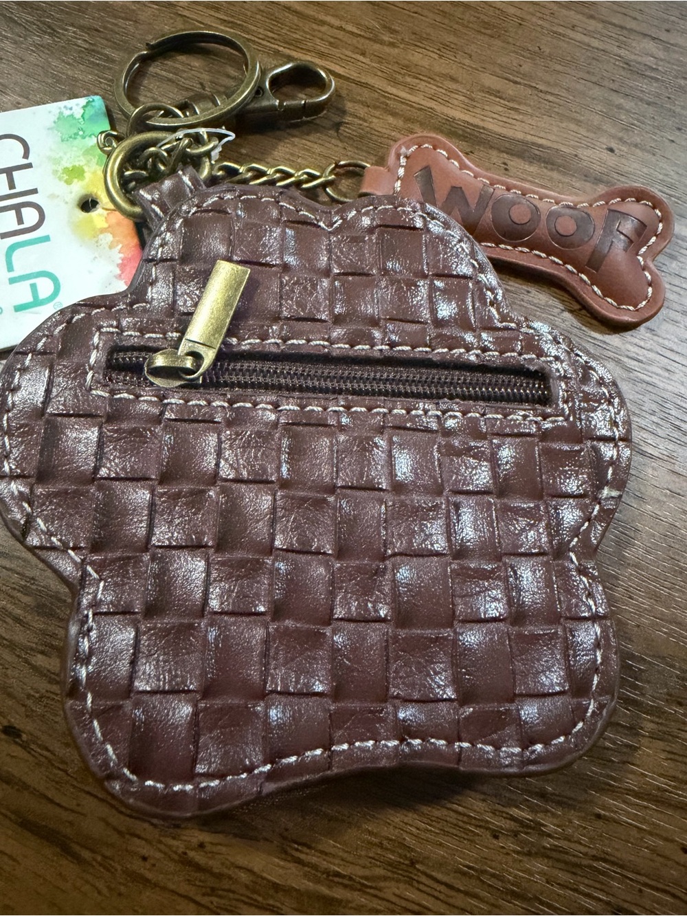 Chala Vegan Leather Paw Keychain with Woof Bone Charm. NWT - Picture 5 of 7